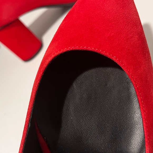 Giuseppe Zanotti Red Suede Pumps Block Heels - Picture 6 of 11